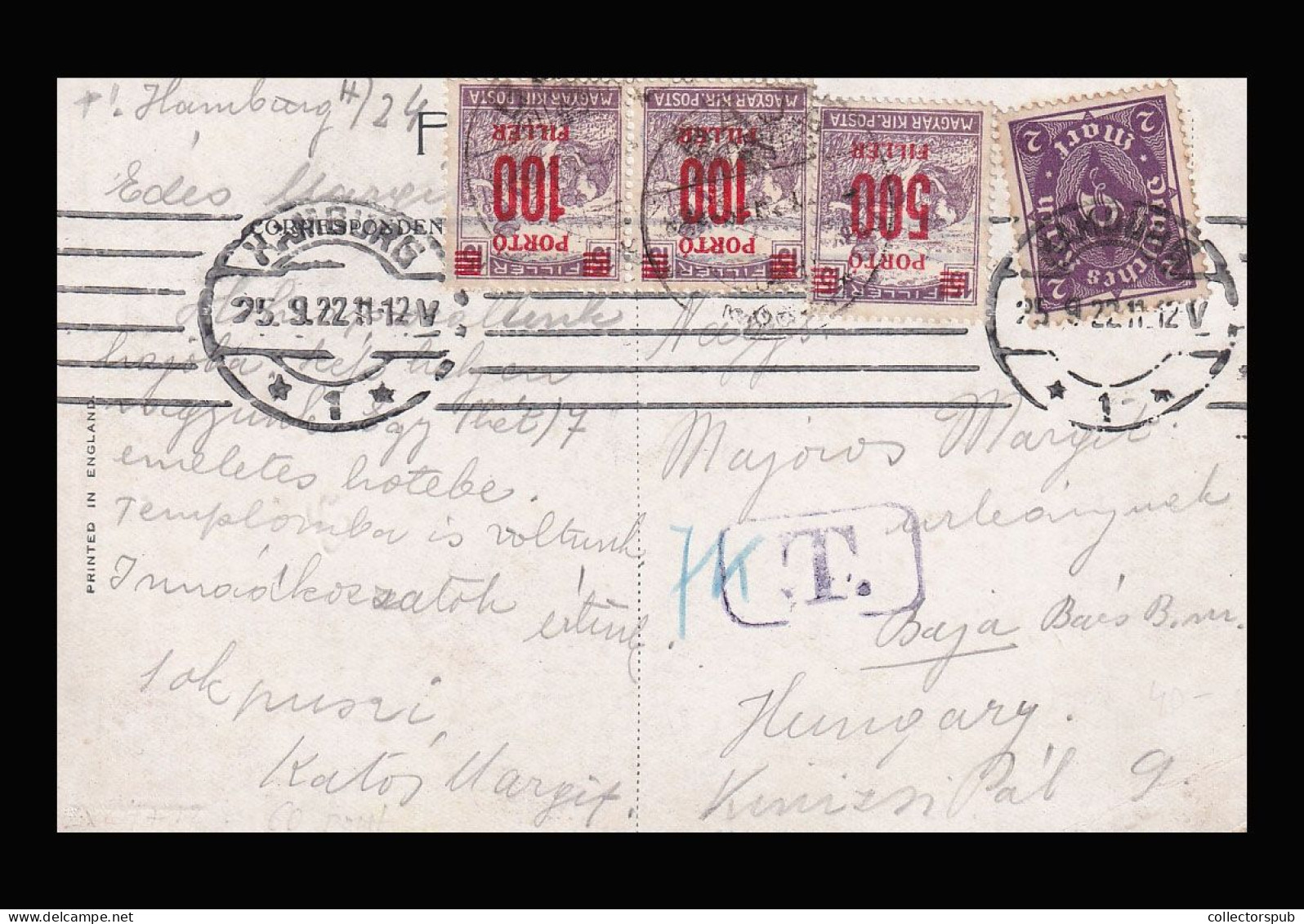 1922. Postcard From Germany, With Postage Due Stamps - Lettres & Documents