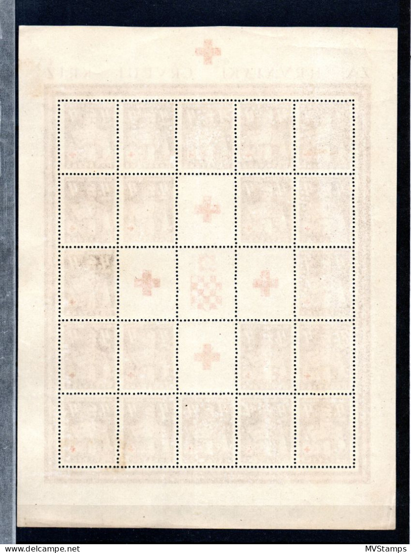 Croatia 1941 Old Sheet Red Cross Stamps (Michel 68 Klb) MNH (quality Gum See Picture) - Croatie