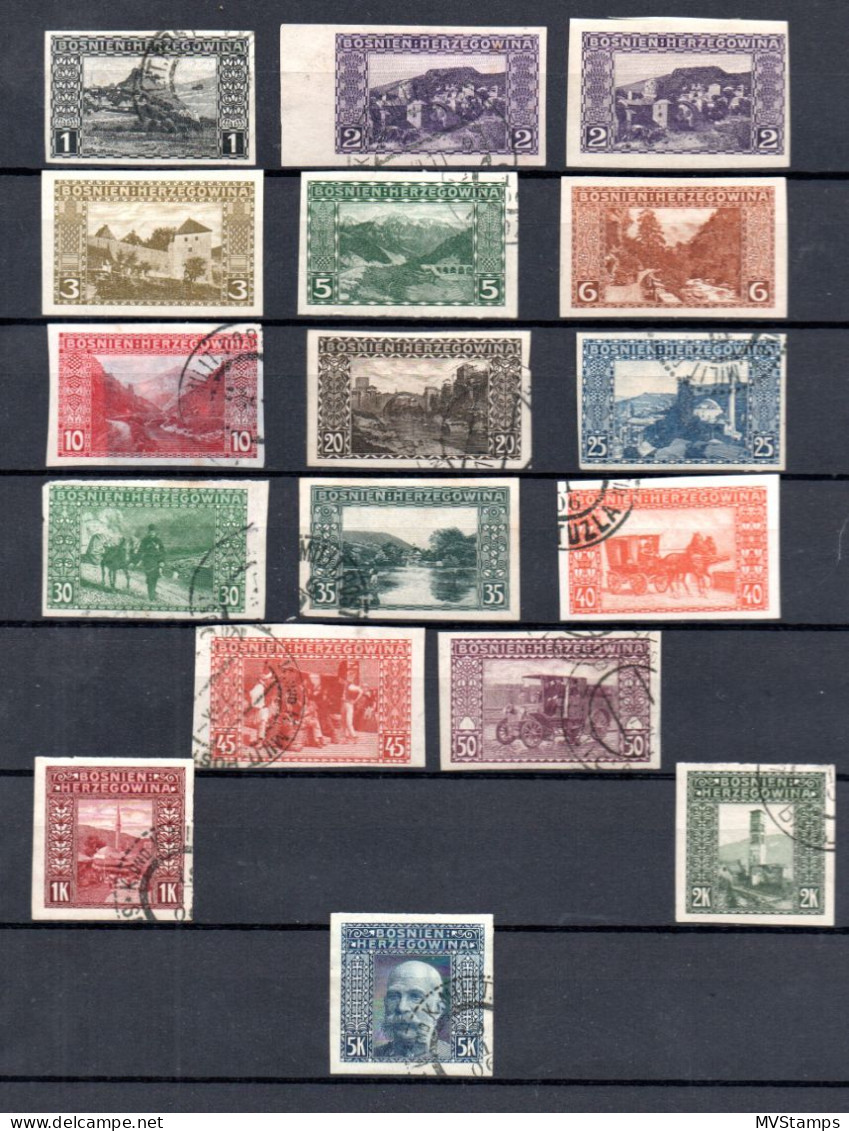 Bosnia Herzegowina (Austria) 1906 Set IMPERVED Definitive Stamps (Michel 29/44 U) Un/used - Bosnie-Herzegovine