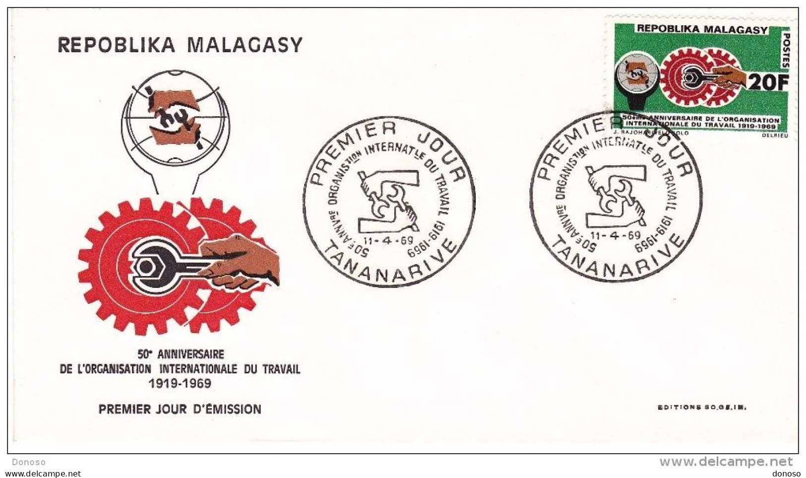 MADAGASCAR 1969 FDC OIT YVERT 461, Michel 599 - Madagaskar (1960-...)