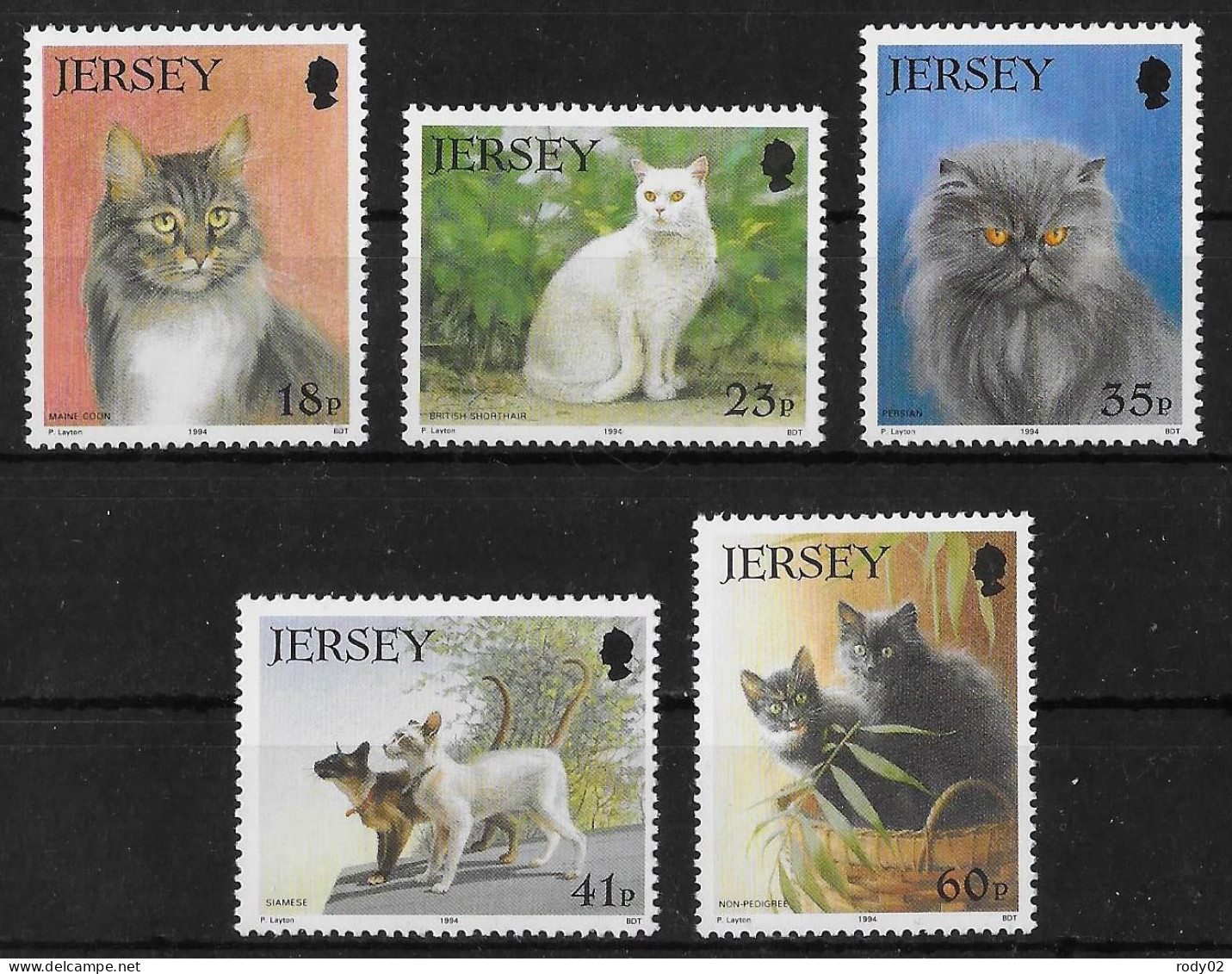 JERSEY - CHATS - N° 639 A 643 - NEUF** MNH - Chats Domestiques