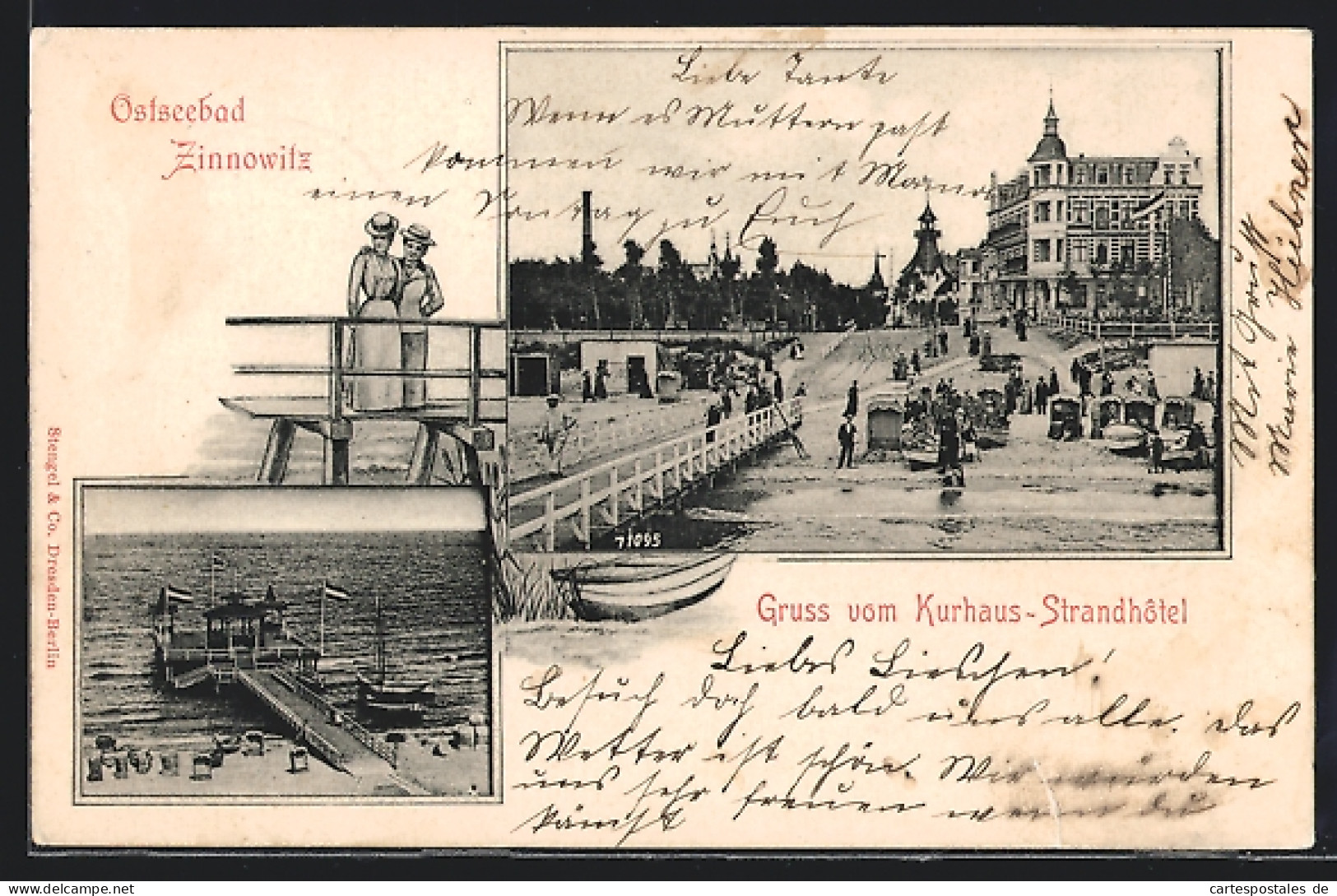 AK Zinnowitz, Kurhaus-Strandhotel, Landungsbrücke  - Zinnowitz