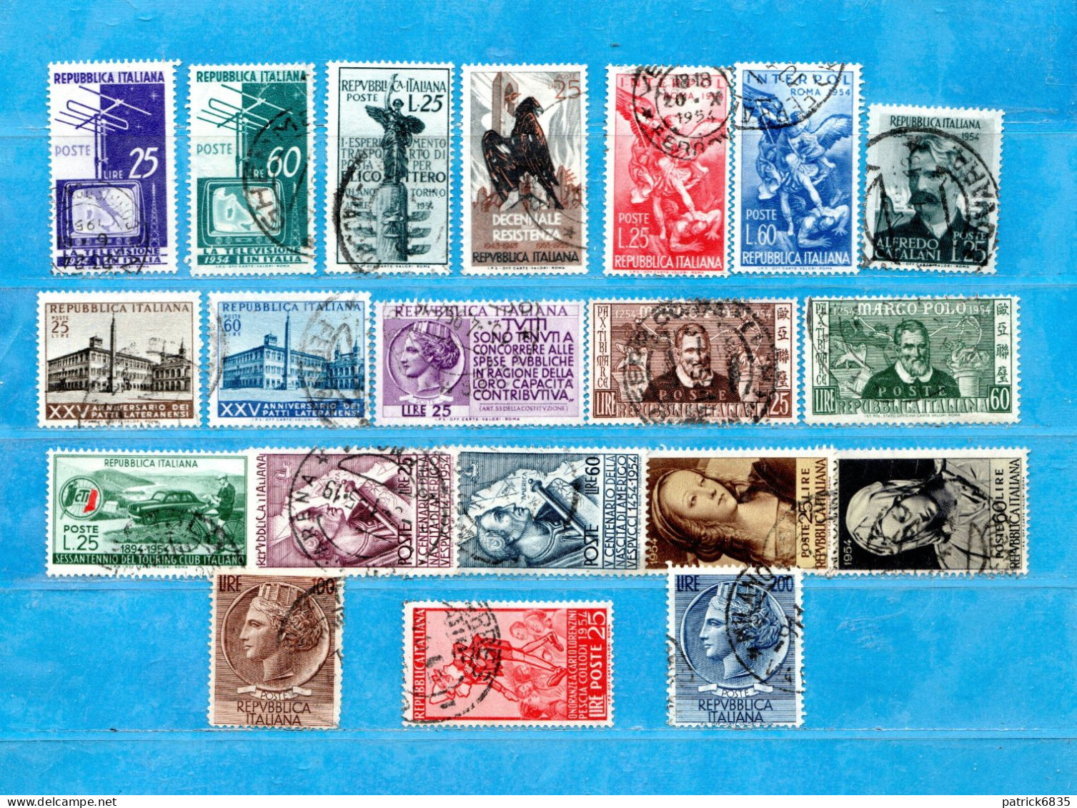 ITALIA°- 1954 - Annata Completa. 18 Valori. Solo I Commemorativi. USATI. - Volledige Jaargang