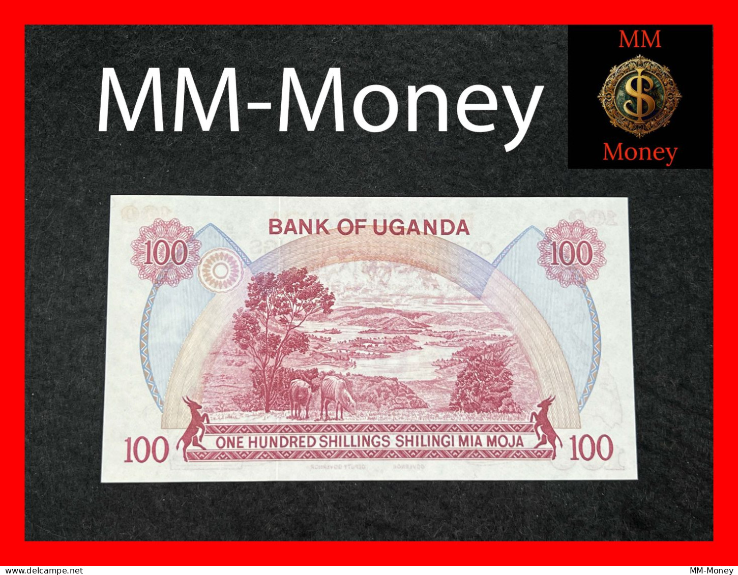 UGANDA  100 Shillings  1982  P. 19 B  *signature Governor - Deputy Governor*      UNC - Oeganda