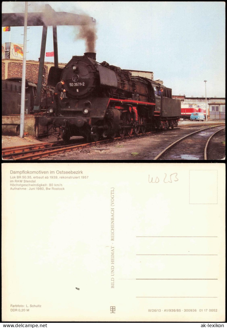 Rostock Dampflok BR 50 Im Betriebswerk Ostseebezirk RAW Stendal 1985 - Rostock