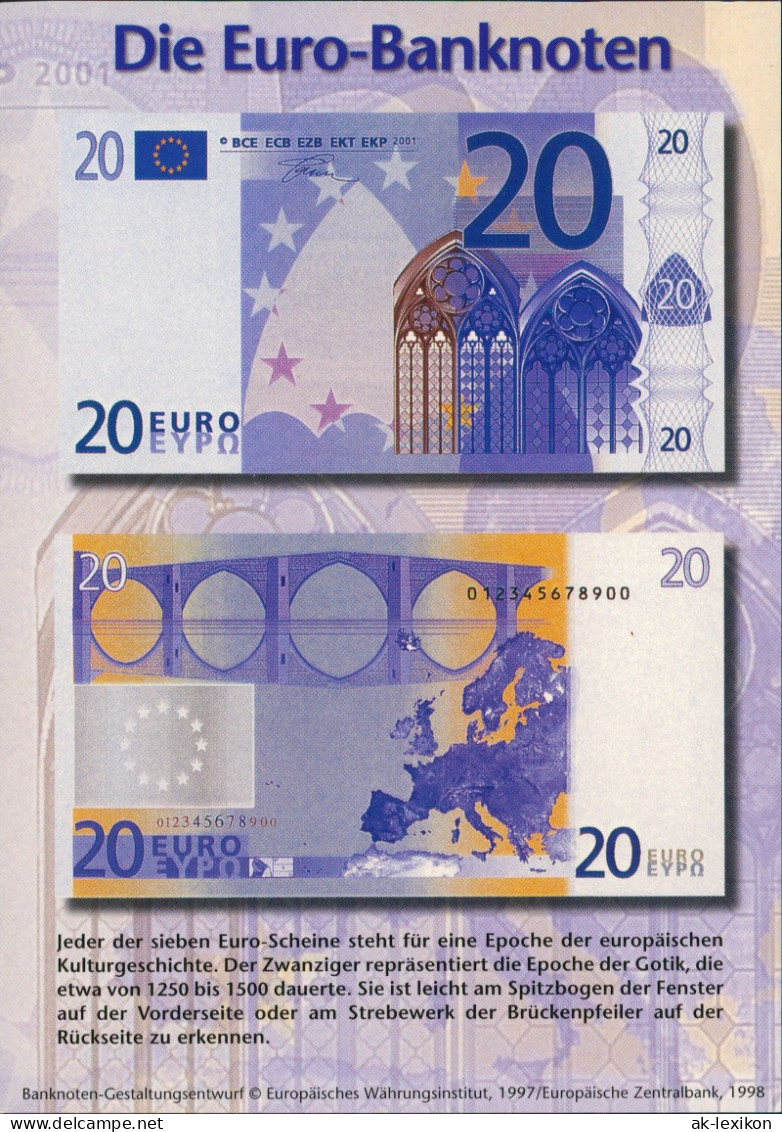 Ansichtskarte  Geldscheine Vorderseite Rückseite Der 20 EURO Banknote 2000 - Zeitgenössisch (ab 1950)