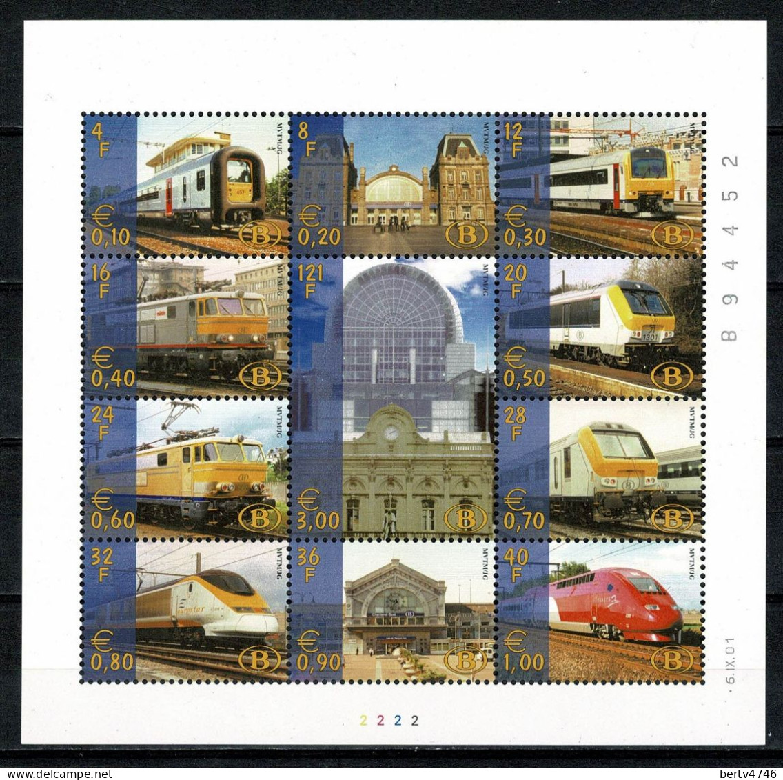 Belg. 2001 OBP/COB TRV Bl 3**(TRV 18/28), Yv. 481/91** MNH Plaatnr. / Numéro De Planche "2" - 1996-2013 Vignetten [TRV]