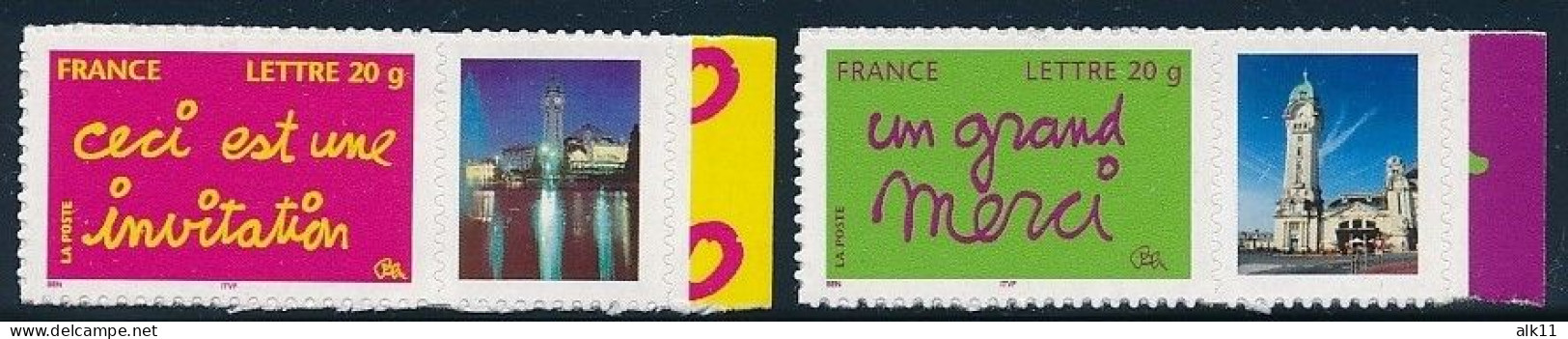 France 2005 - 3760B Et 3761B Deux Timbres Adhésifs Personnalisés Invitation Et Merci Avec Logo Privé - Neuf - Nuovi