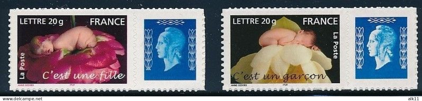 France 2005 - 3804B Et 3805B Deux Timbres Adhésifs Personnalisés Avec Logo Dulac C'est Une Fille, Un Garcon - Neuf - Neufs