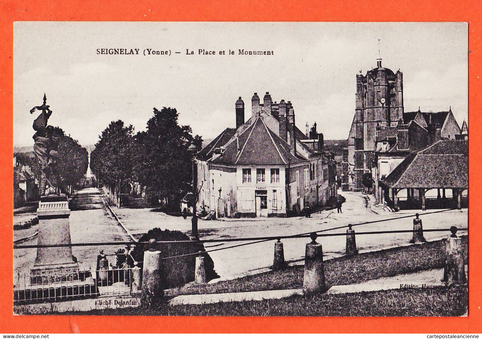 00029 / ⭐ ◉ Peu Commun SEIGNELAY 89-Yonne La Place Et Le Monument 1910s Cliché DEJARDIN Edition HOUSSARD - Seignelay