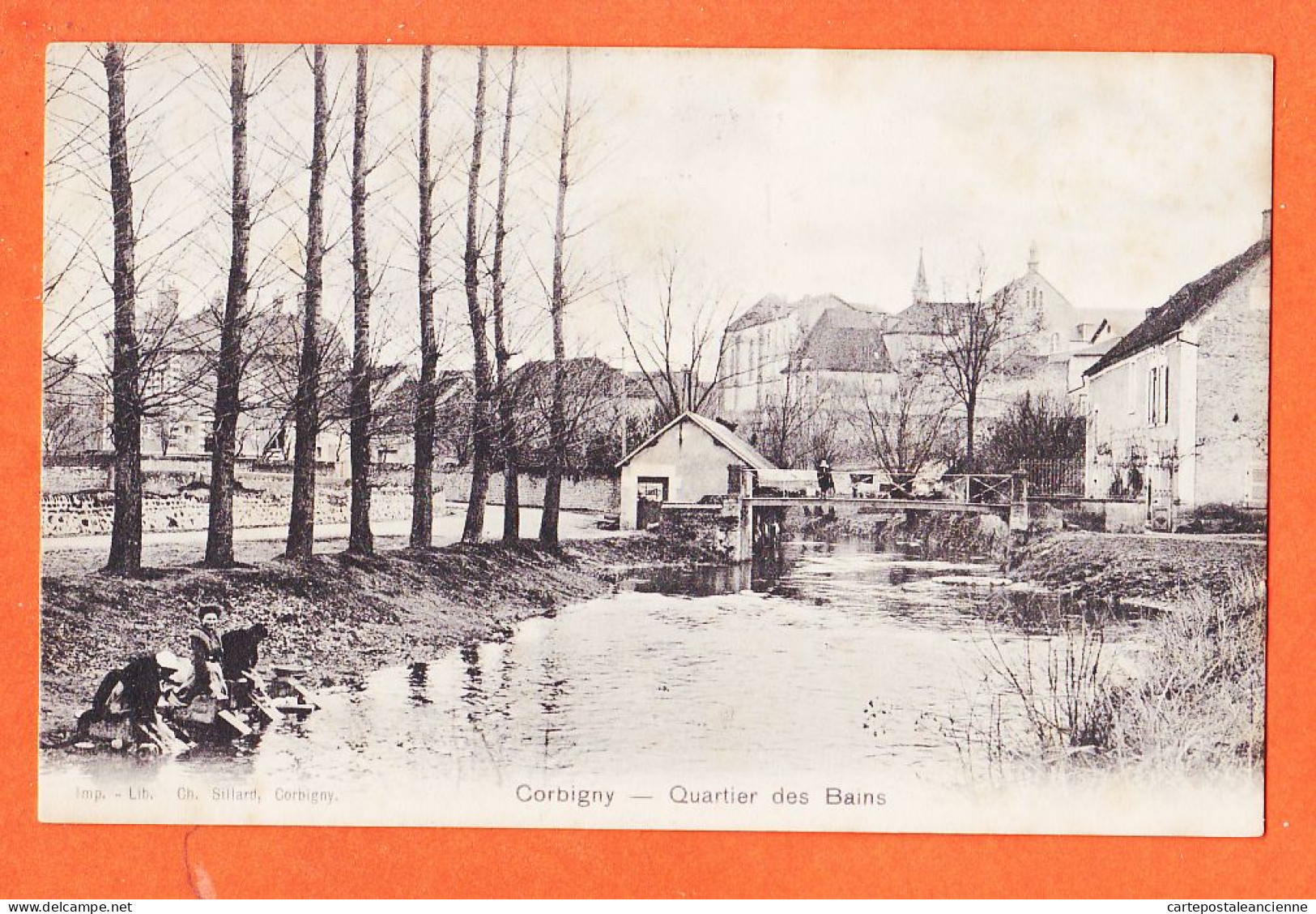 00088 ● CORBIGNY 58-Nièvre Quartier Des BAINS 1910s Libraire-Imprimeur Ch SILLARD - Corbigny