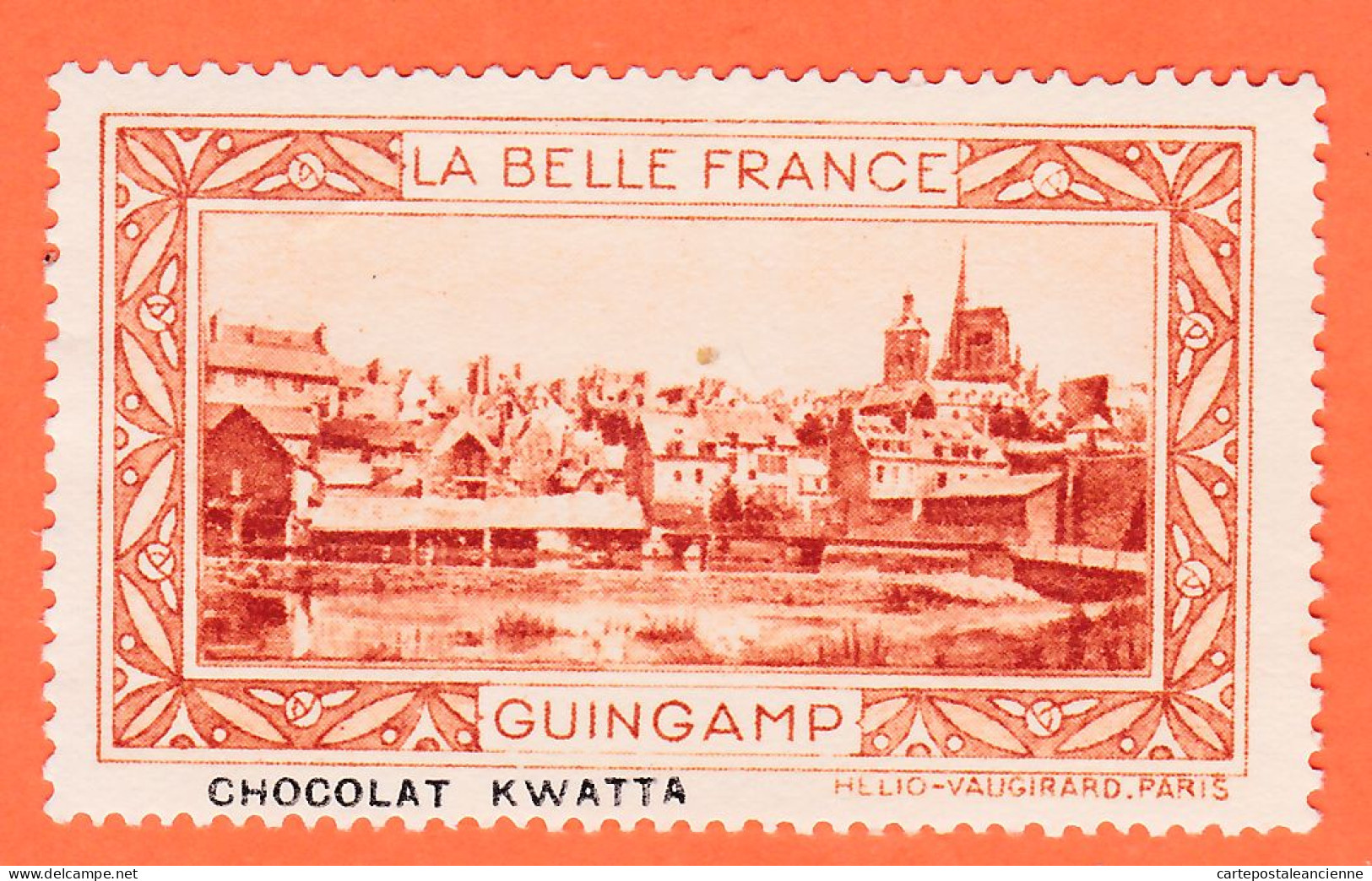 00158 ● GUINGAMP 22-Cotes Armor Pub Chocolat KWATTA Vignette Collection BELLE FRANCE HELIO-VAUGIRARD Erinnophilie - Tourisme (Vignettes)