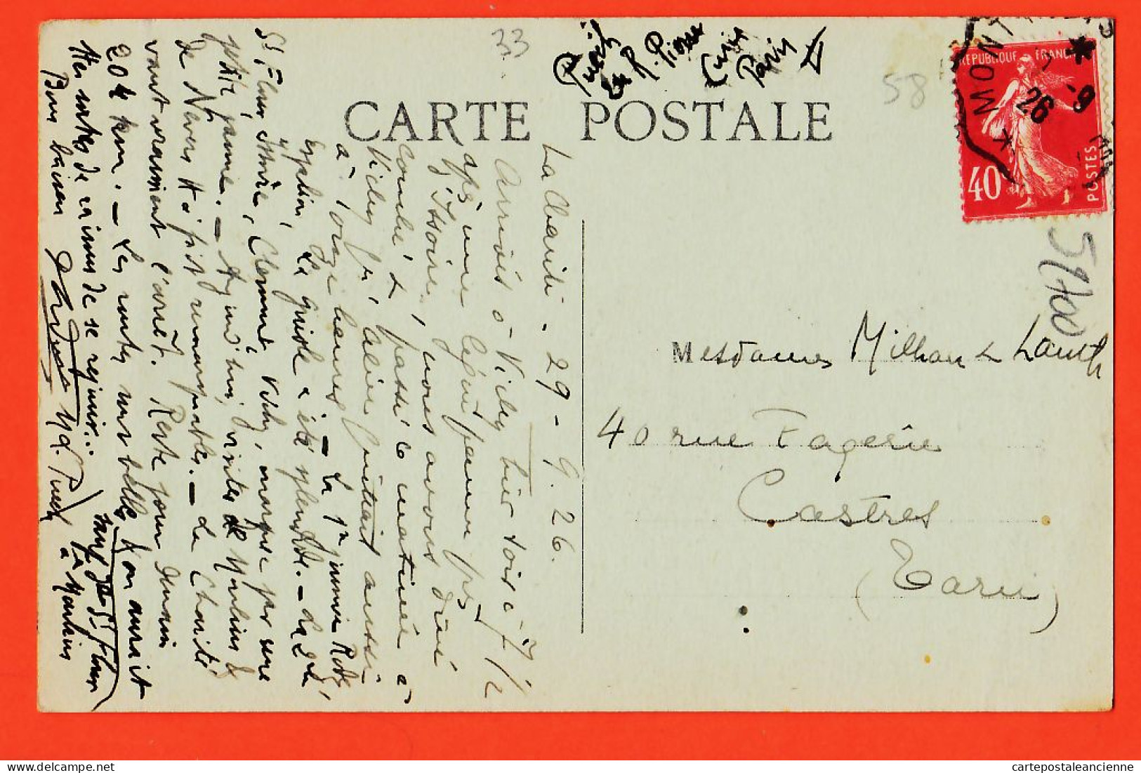 00097 ● LA CHARITE Sur Loire 58-Nièvre La Rue Du GRENIER à SEL 1926 à MILHAU Et LAUTH 40 Rue Fagerie Castres - La Charité Sur Loire