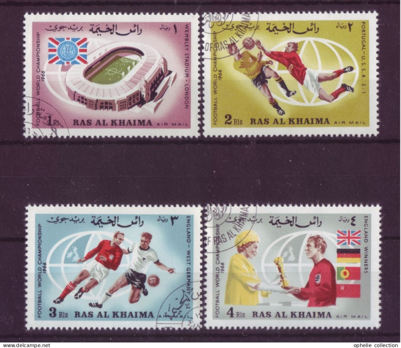 Asie - Ras-el-Kheima - 1966 - Football World Championship - 4 Timbres Différents - 6935 - Ra's Al-Chaima