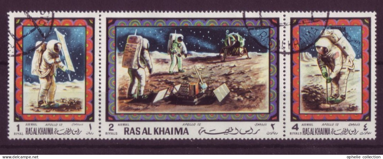 Asie - Ras-el-Khaima - Apollo XII - Bandeau De 3 Timbres - 6941 - Ra's Al-Chaima