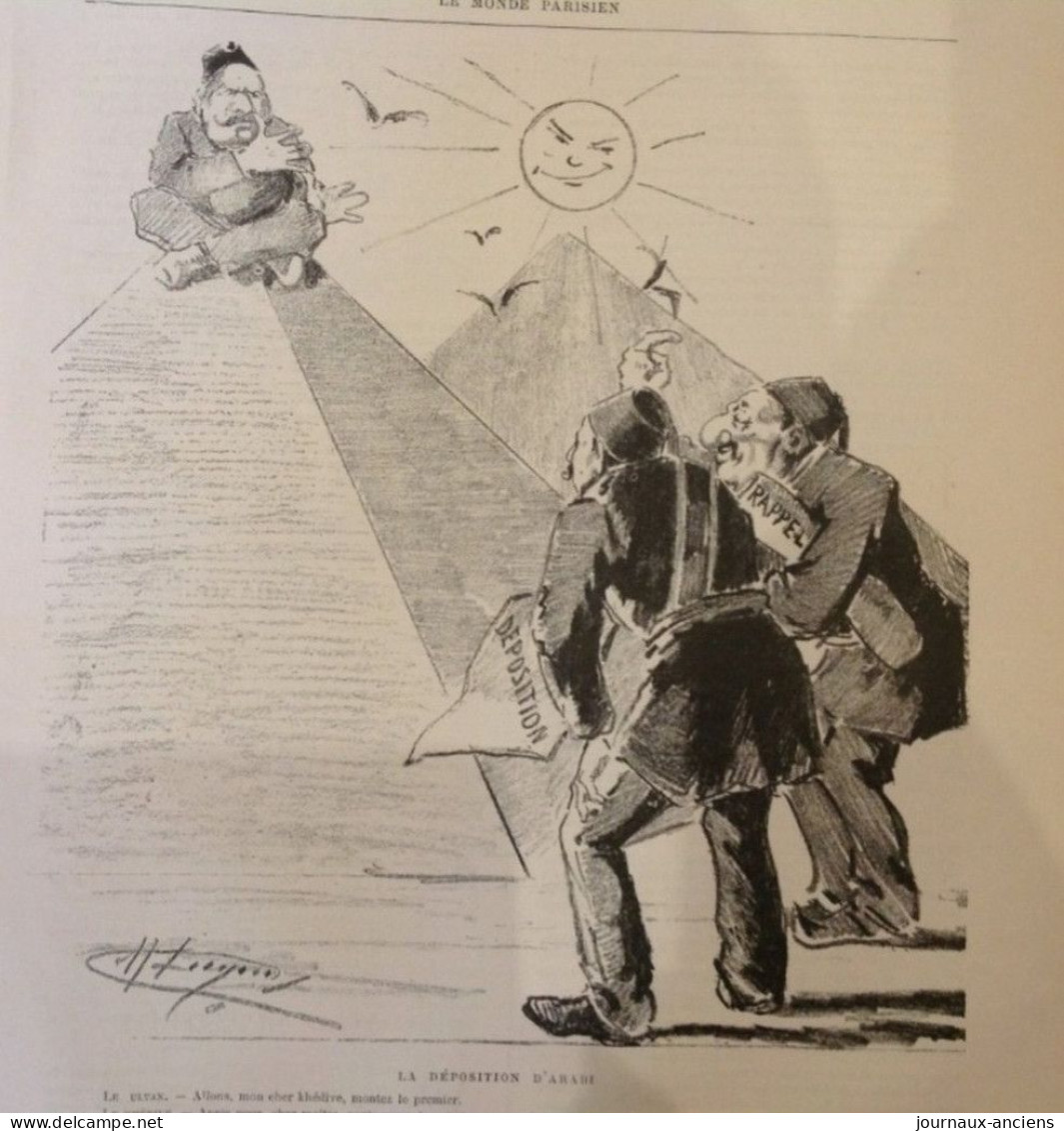 1882 LE MONDE PARISIEN - ARABI PACHA - PARIS CRISE MUNICIPALE Mr FLOQUET - CHUTE D'UN MINISTRE PAR UN COCHINCHINOIS - Zeitschriften - Vor 1900