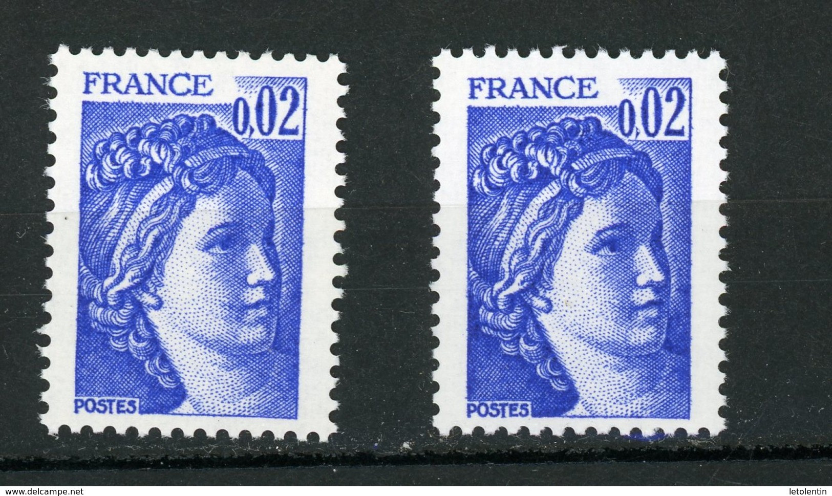 FRANCE - SABINE 0,02 BLEU Gomme Tropicale & Gomme Brillante   -  N° Yvert 1963+1963a - 1977-1981 Sabine Of Gandon