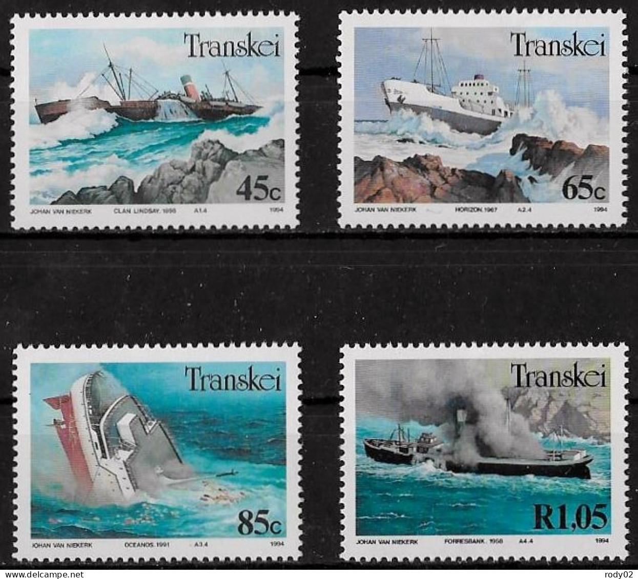 TRANSKEI - NAUFRAGES DE BATEAUX - N° 315 A 318 - NEUF** MNH - Schiffe