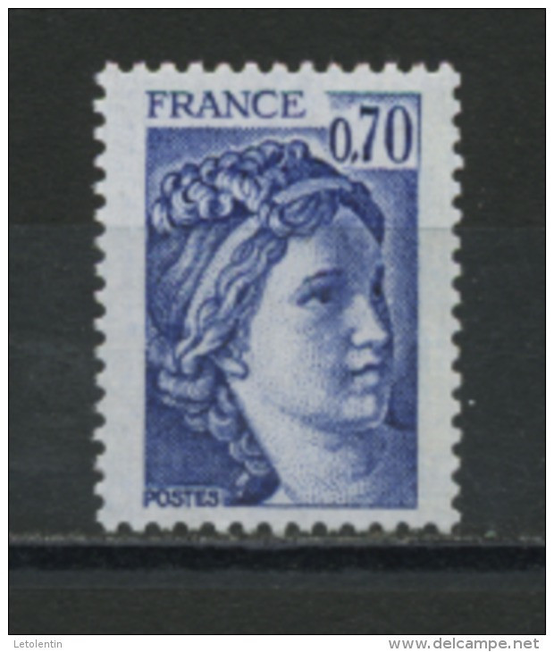 FRANCE - 0,70 BLEU TYPE SABINE  G  TROPICALE - N° Yvert   2056b ** - 1977-1981 Sabine (Gandon)