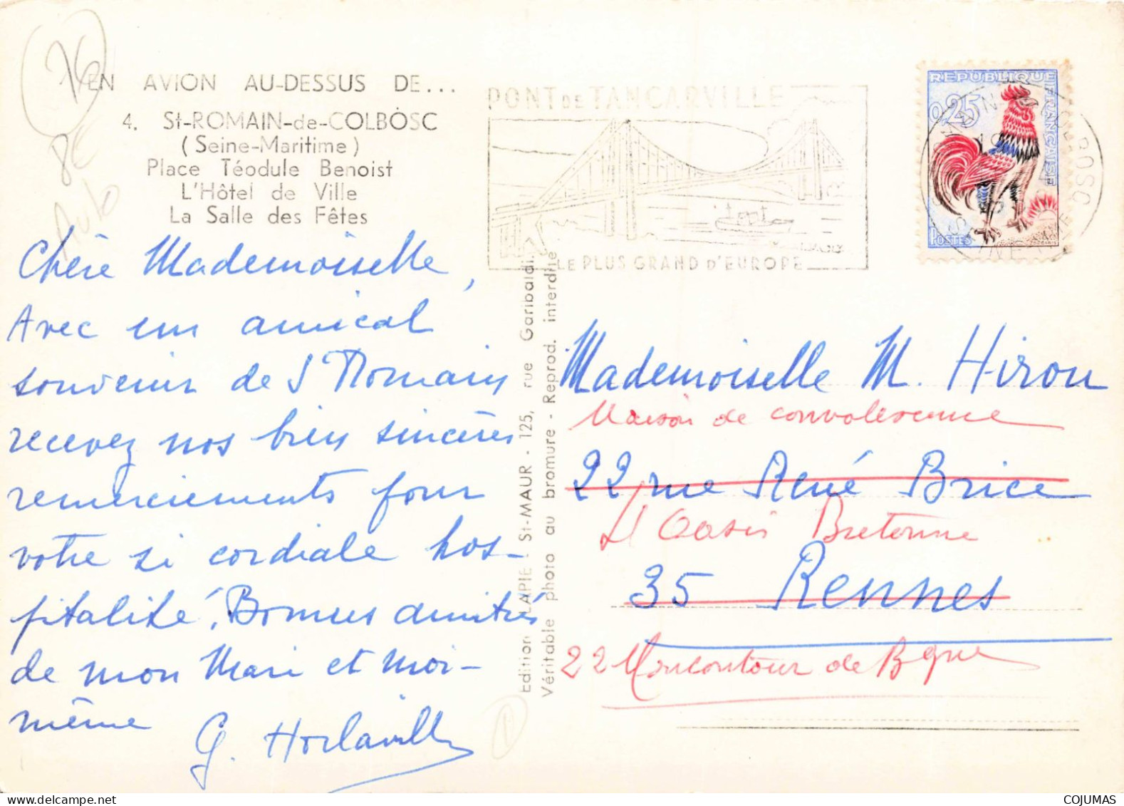 76 - ST ROMAIN DE COLBOSC _S28004_ Place Téodule Benoist L'Hôtel De Ville La Salle Des Fêtes - LAPIE - CPSM 15x10 Cm - Saint Romain De Colbosc