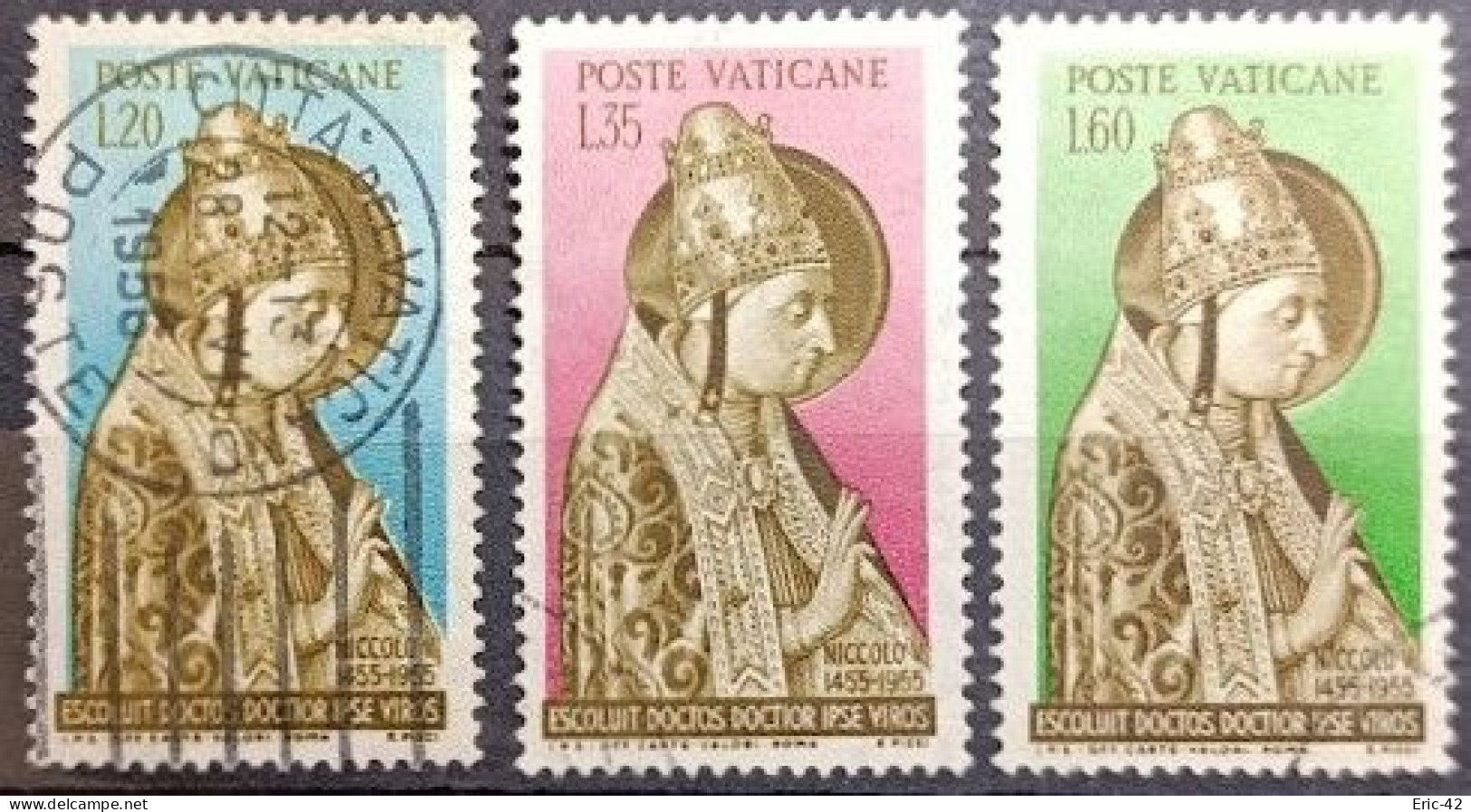 VATICAN. Y&T N°215/217 ANNIV. DE LA MORT DE NICOLAS V. USED. T.B... - Oblitérés