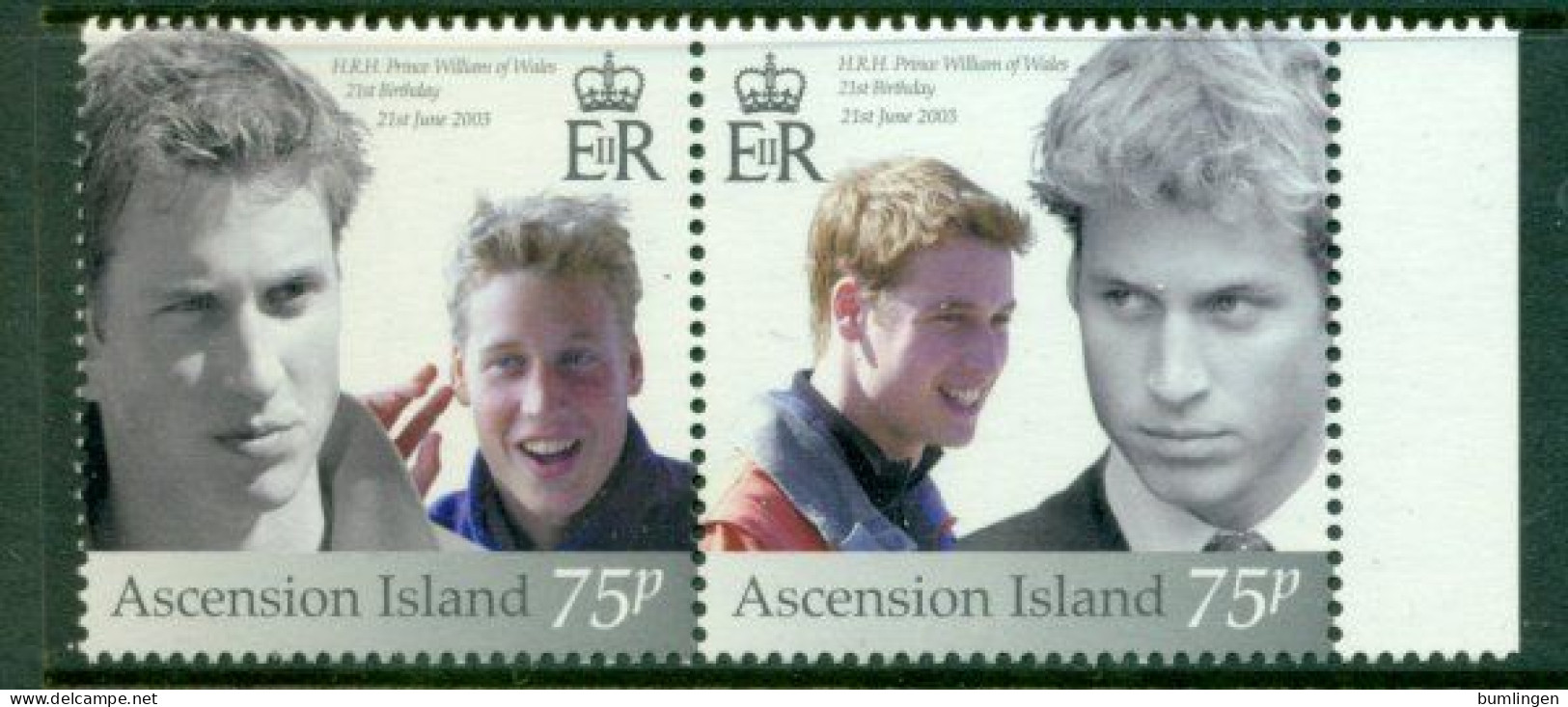 ASCENSION ISLAND 2003 Mi 904-05 Pair** 21st Anniversary Of Prince William [B702] - Royalties, Royals