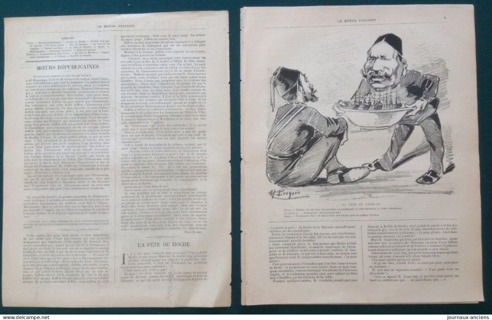 1882 Revue " LE MONDE PARISIEN " L'AMENDEMENT DE JULES ROCHE - FÊTE DU KHEDIVE - GREVY WILSON - FÊTE DE NEUILLY - Magazines - Before 1900