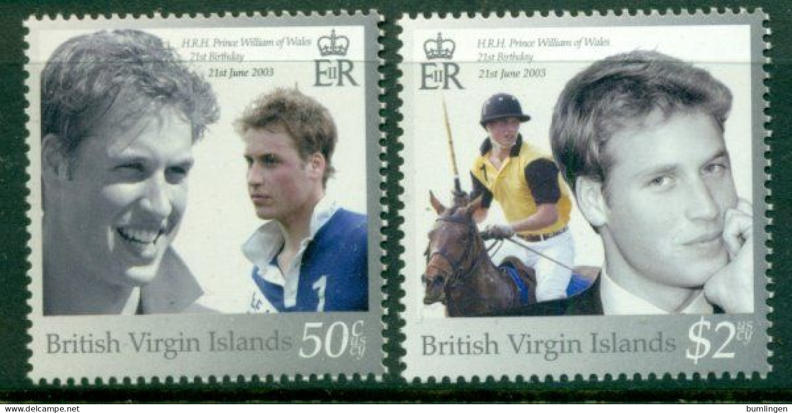 BRITISH VIRGIN ISLANDS 2003 Mi 1087-88** 21st Anniversary Of Prince William [B708] - Familles Royales