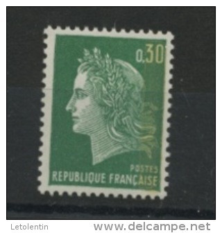 FRANCE - 0,30 VERT CHEFFER TYPO AVEC PHOSPHO - N° Yvert  1611b** - 1967-1970 Marianne De Cheffer