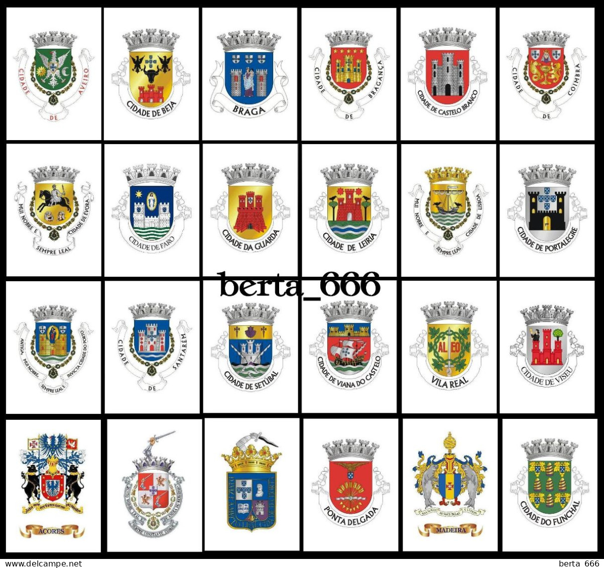 Portugal Açores Madeira Heráldica * Brasões De Armas * 24 Postais * Coat Of Arms New Postcards - Genealogía