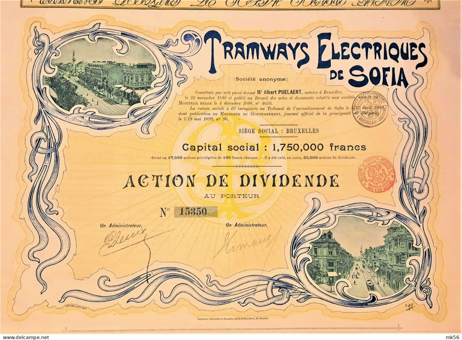 Tramways Electriques De Sofia (1899 !!) - Deco ! - Railway & Tramway