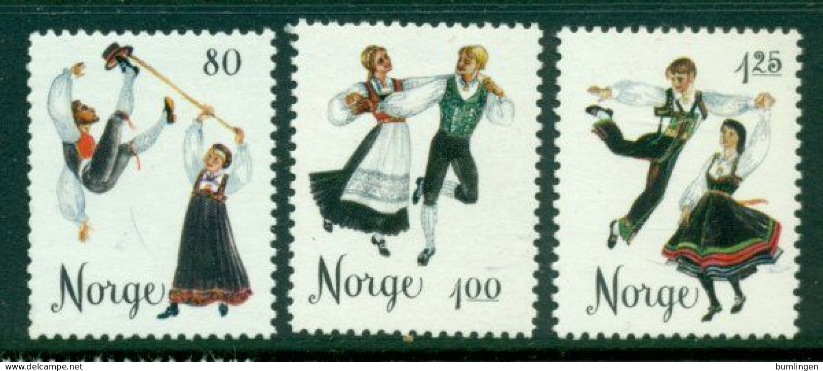 NORWAY 1976 Mi 719-21** Folkdance [B721] - Dance