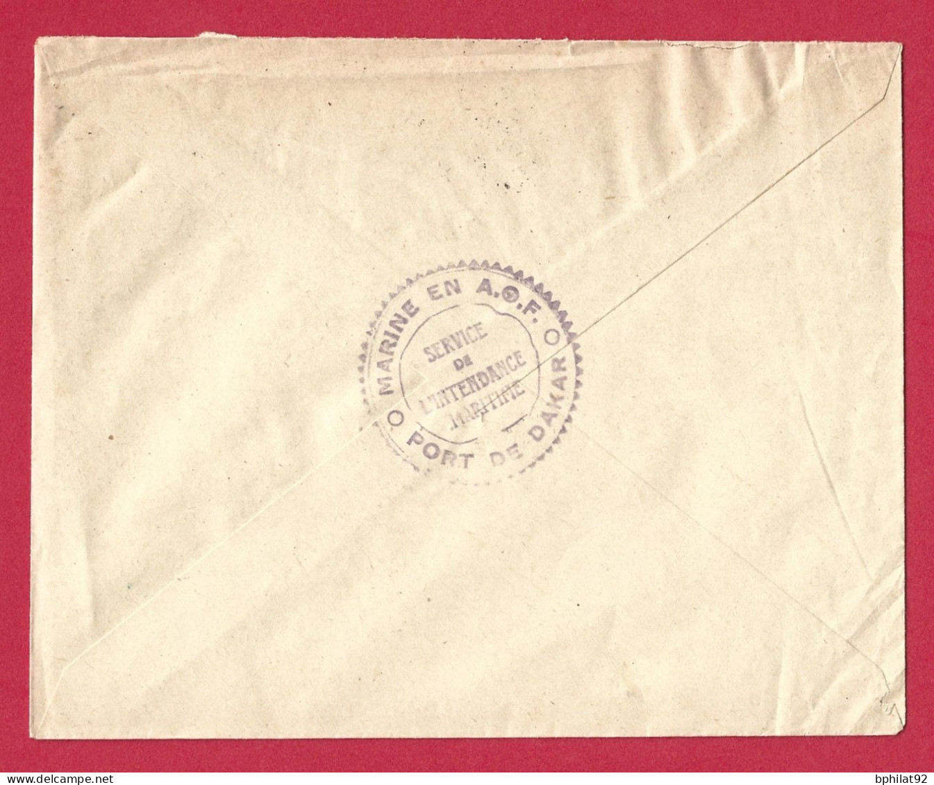 !!! SÉNÉGAL, LETTRE PAR AVION DE DAKAR POUR LA FRANCE DE 1942, CACHET SERVICE DE L'INTENDANCE MARITIME PORT DE DAKAR - Covers & Documents