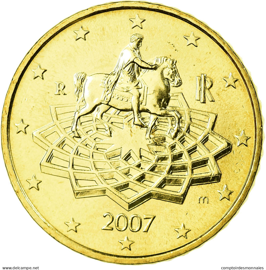 Italie, 50 Euro Cent, 2007, SPL, Laiton, KM:215 - Italy