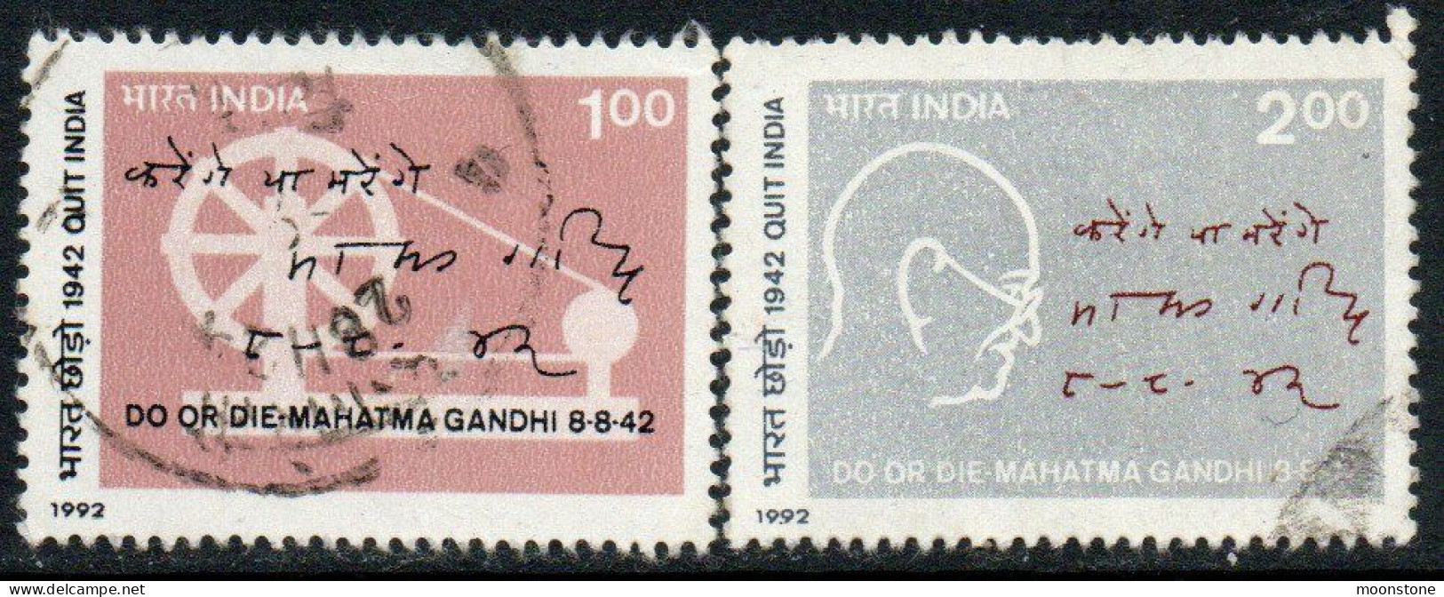 India 1992 50th Anniversary Of Quit India Movement Set Of 2, Used , SG 1510/1 (E) - Gebraucht