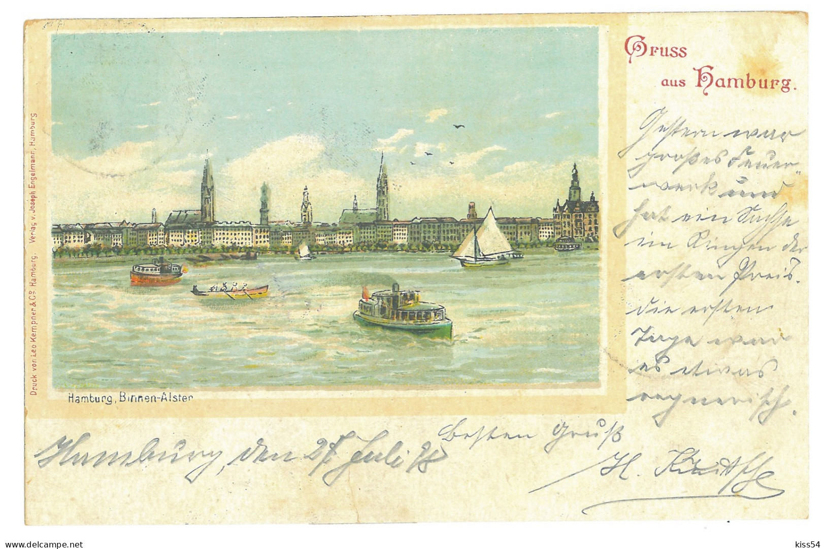 GER 33 - 16919 HAMBURG, Litho, Germany - Old Postcard - Used - 1898 - Harburg