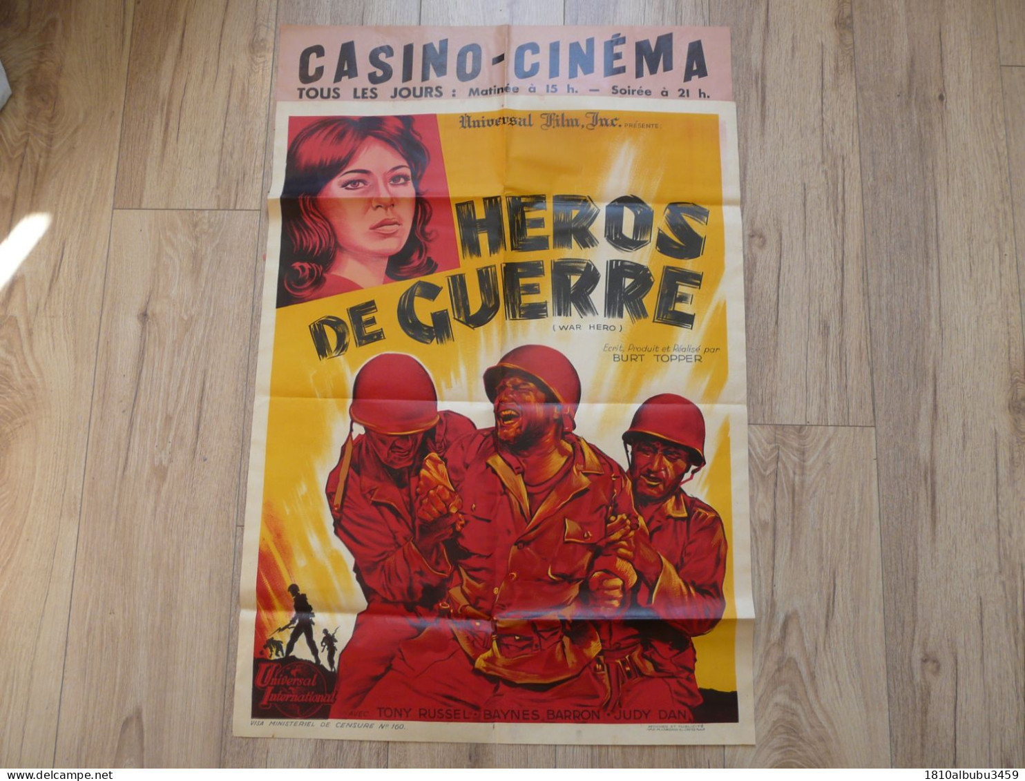 AFFICHE ANCIENNE ORIGINALE - HEROS DE GUERRE - Tony RUSSEL (Film De Burt TOPPER) - Posters