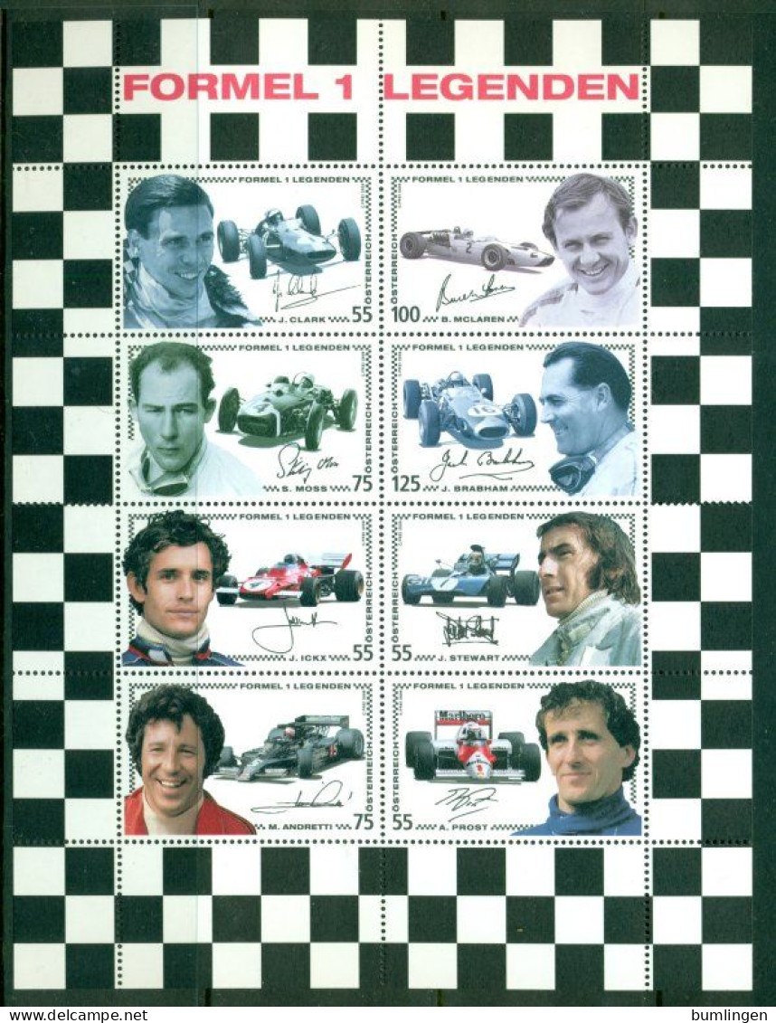 AUSTRIA 2006 Mi 2592-99 Mini Sheet** Motor Sport – Formula 1 Legends [B740] - Automobile