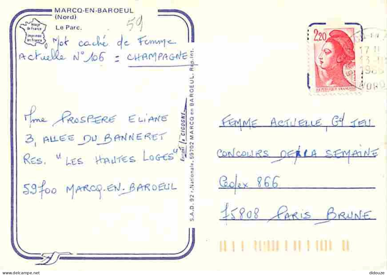 59 - Marcq En Baroeul - Le Parc - CPM - Voir Scans Recto-Verso - Marcq En Baroeul