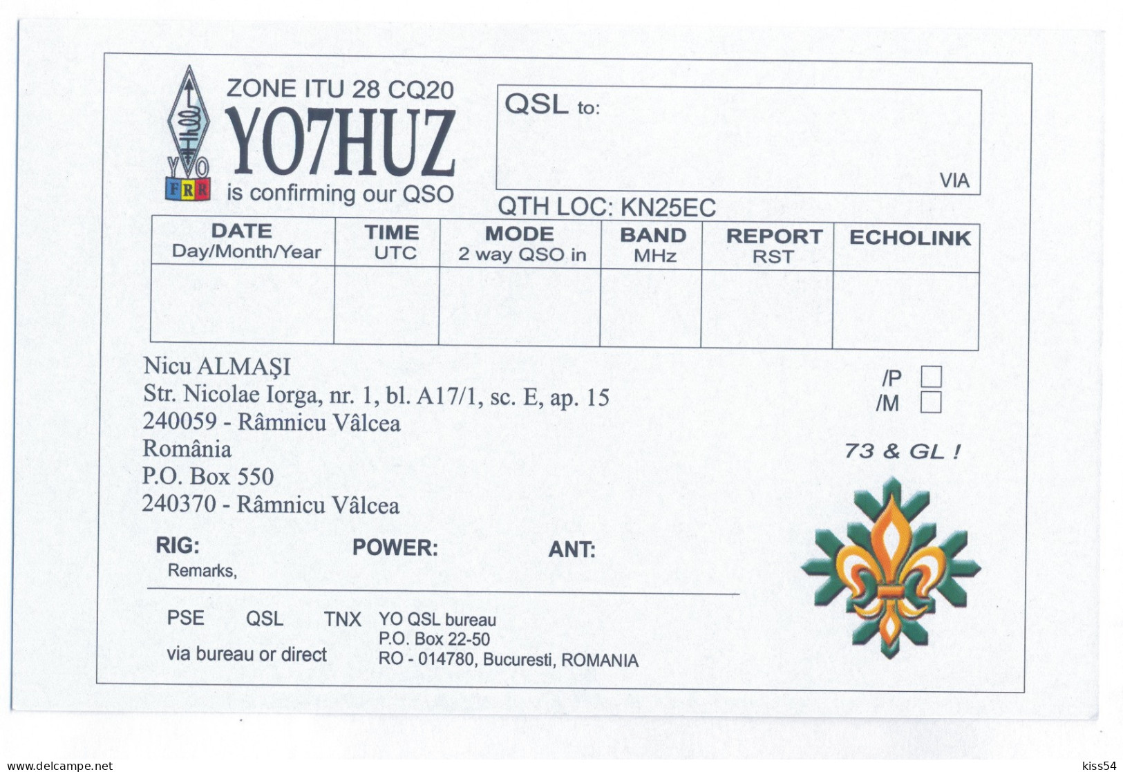 SC 66 - 363-a Scout ROMANIA - Cover QSL - Unused - 1999 - Briefe U. Dokumente