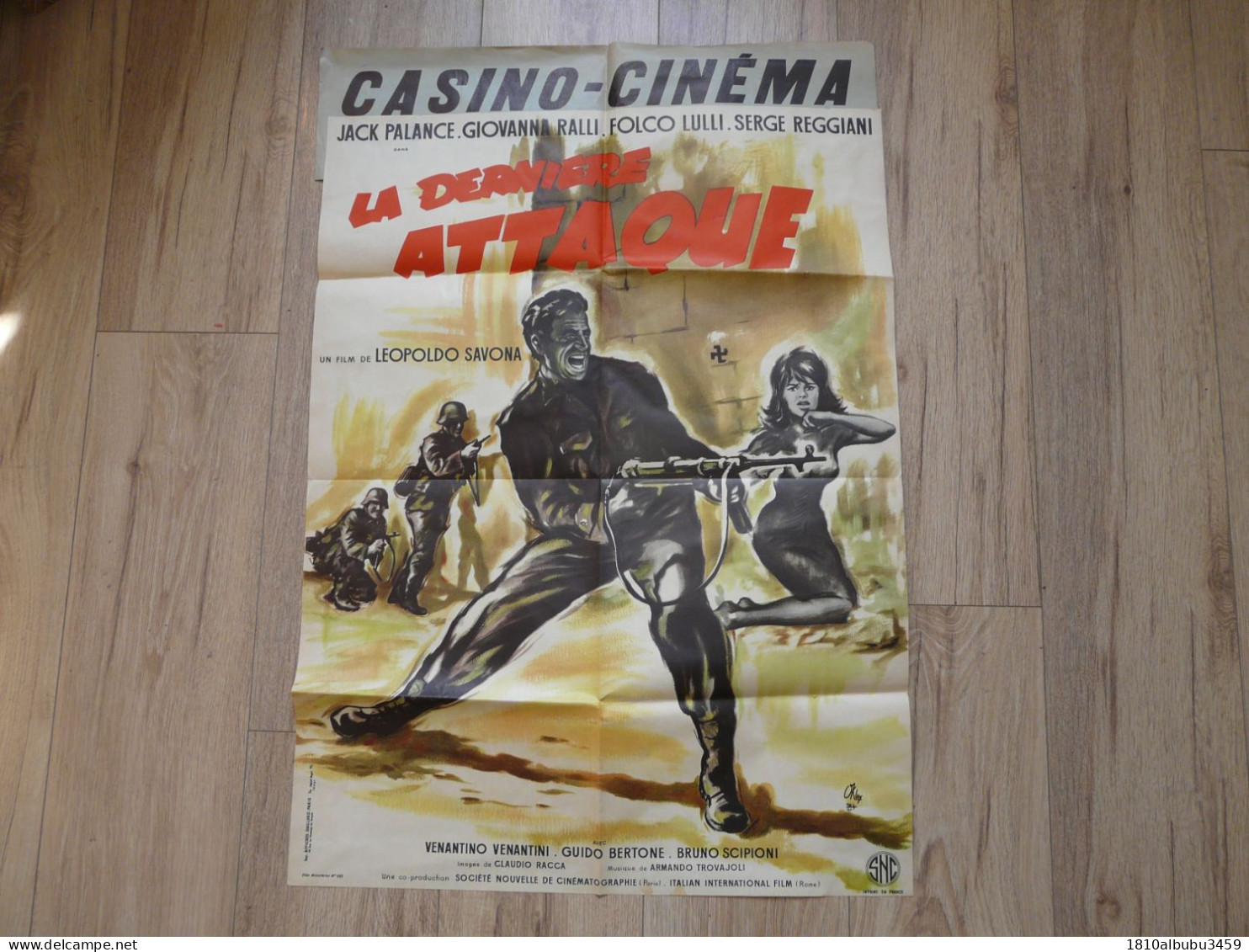 AFFICHE ANCIENNE ORIGINALE - LA DERNIERE ATTAQUE - Jack PALANCE - Serge REGGIANI (film De Léopoldo SAVONA) - Afiches