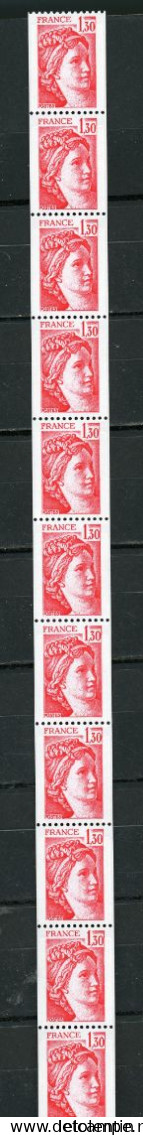 FRANCE -  1F30 Rouge SABINE ROULETTE DE 11 -  N° Yvert 74** - 1977-1981 Sabine Van Gandon