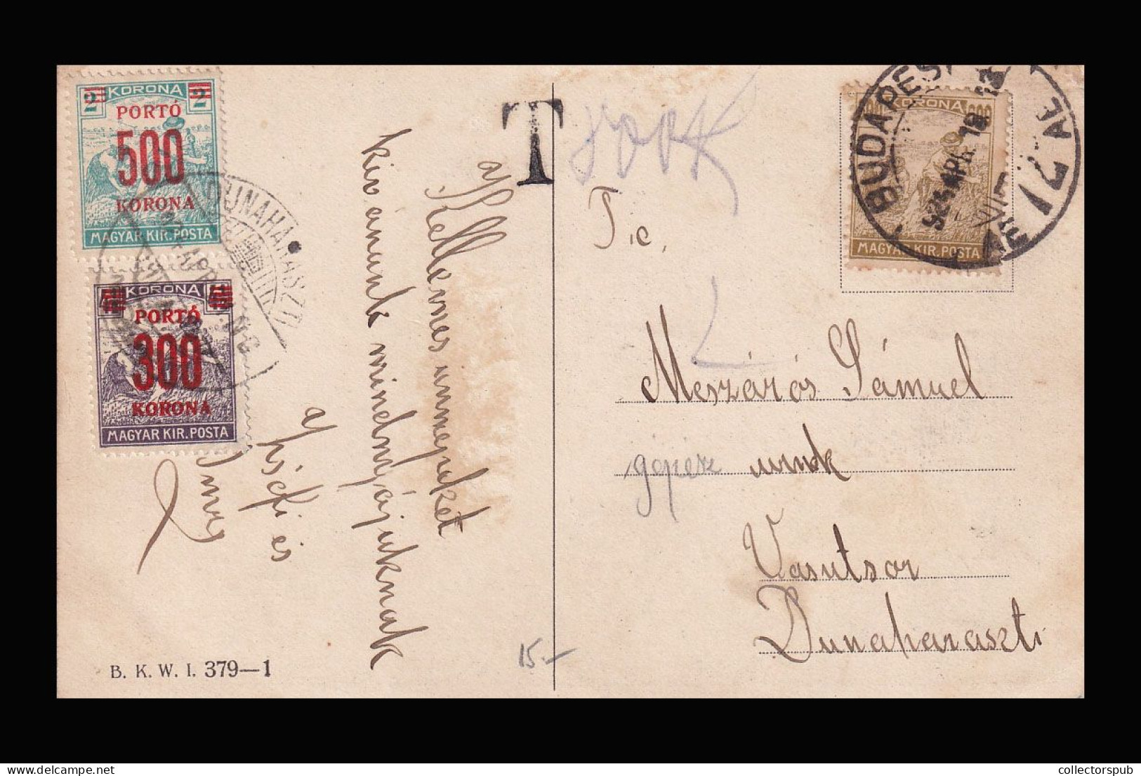 HUNGARY 1924. Postcard With Inflation Postage Due Stamps - Briefe U. Dokumente