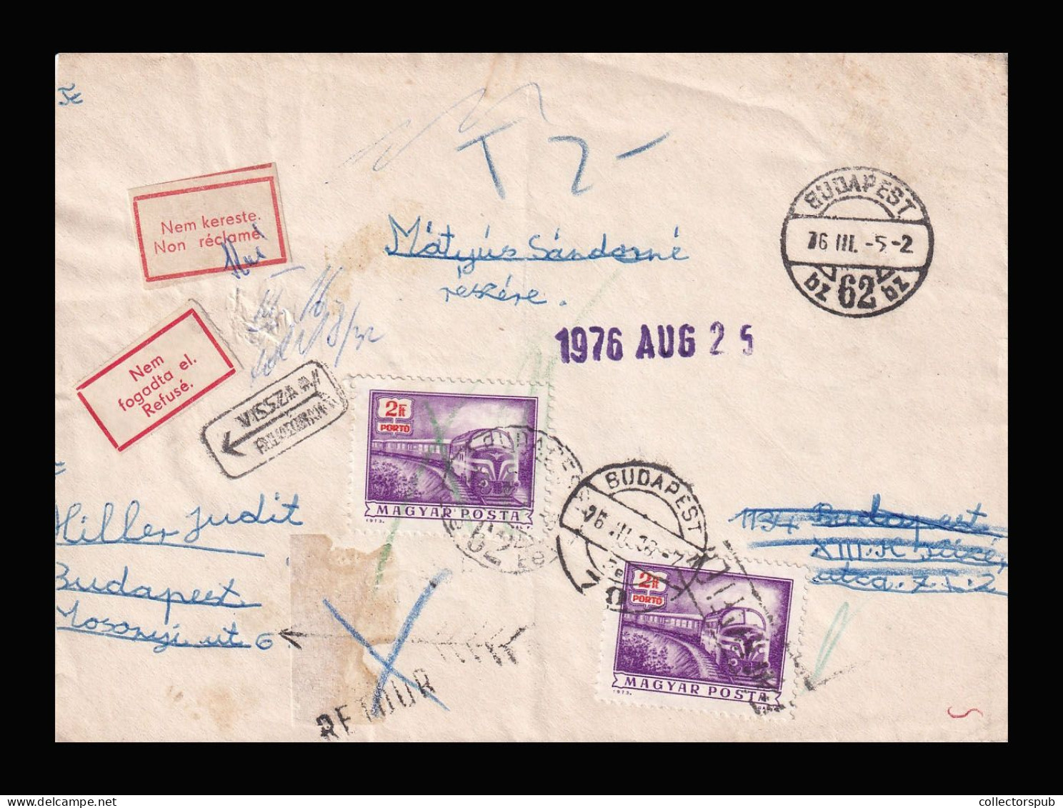 HUNGARY 1976. Interesting Local Cover With Postage Due Stamps163884 - Storia Postale