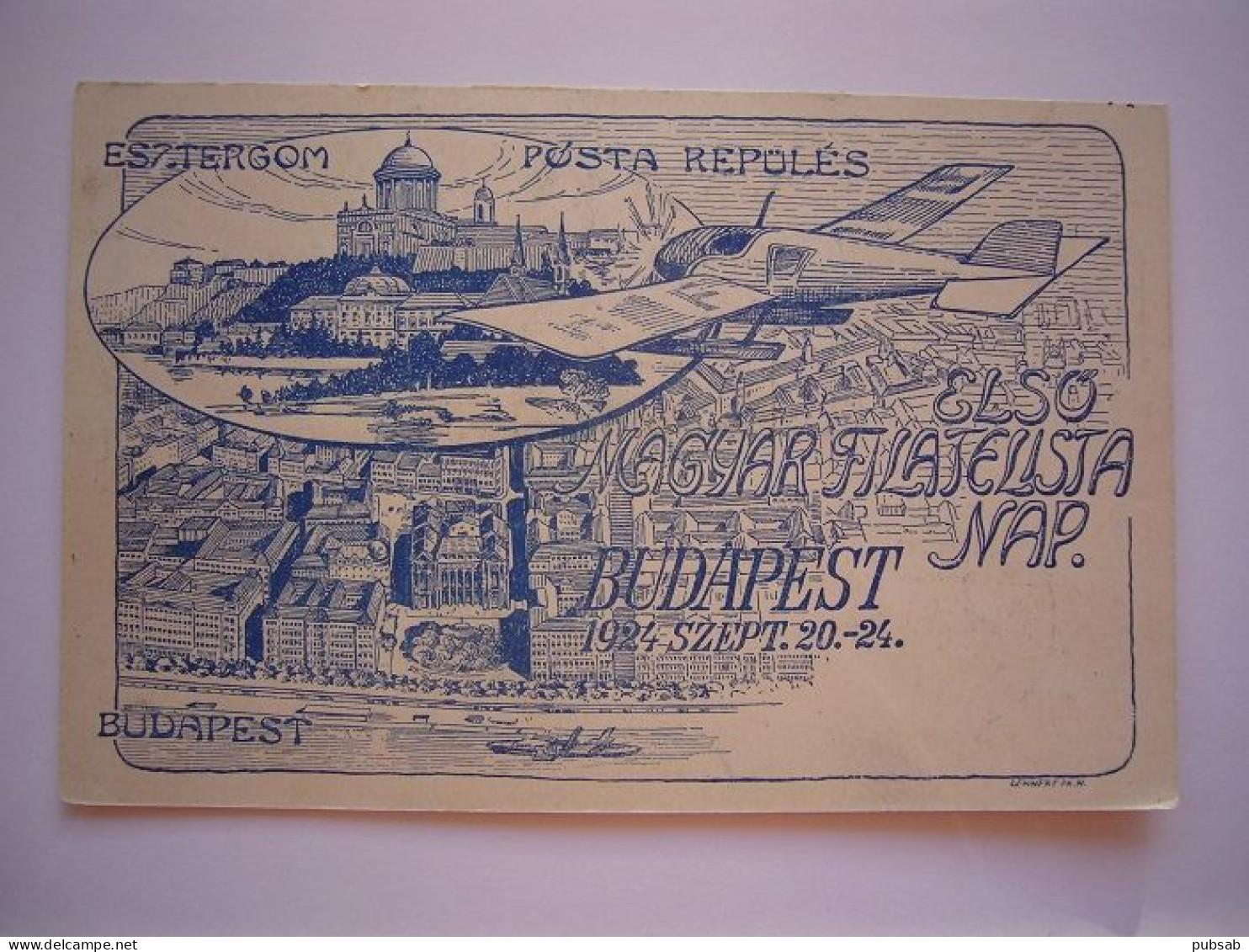 Avion / Airplane / ES7. TERGOM / Seaplane Over Budapest / Card Posted At Budapest To Esztergom / Sep 23, 1923 - 1919-1938: Entre Guerras