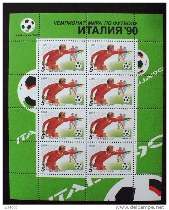 RUSSIE, Football, Coupe Du Monde Football ITALIA 90, Yvert N°5751. Feuillet 8 VALEURS ** MNH. - 1990 – Italy