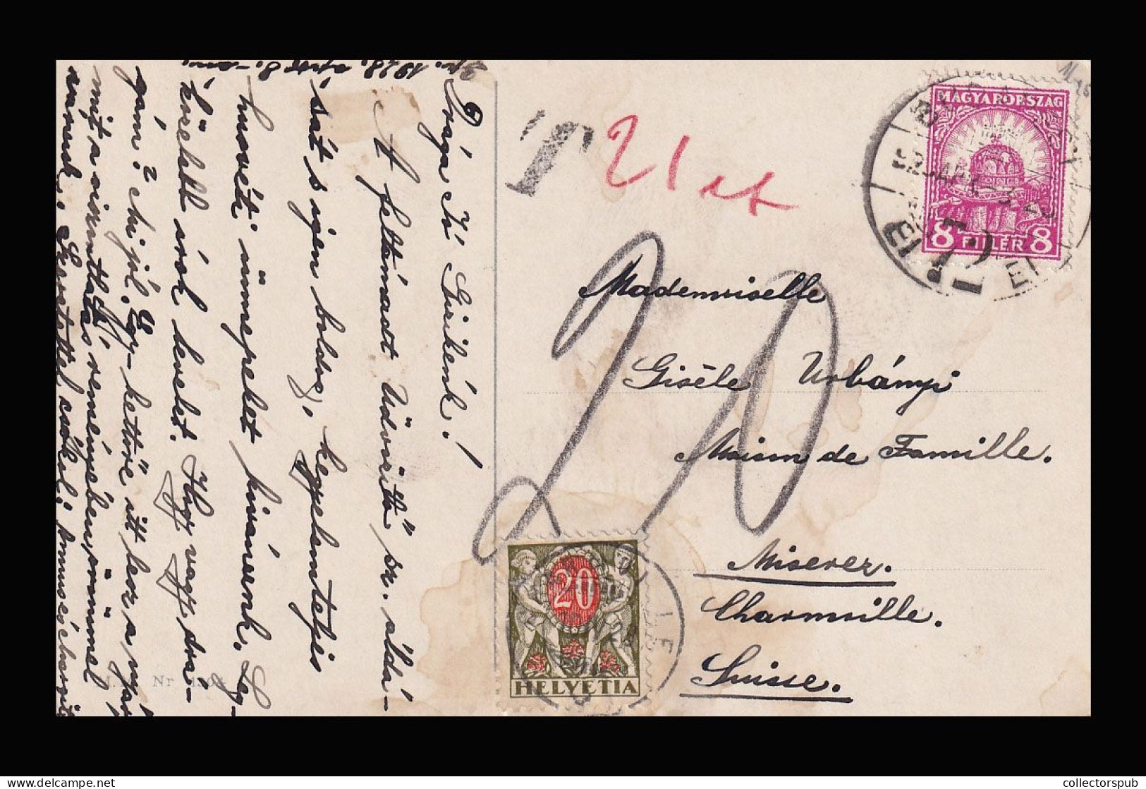 1928. Postcard From Hungary With Postage Due Stamp - Strafportzegels