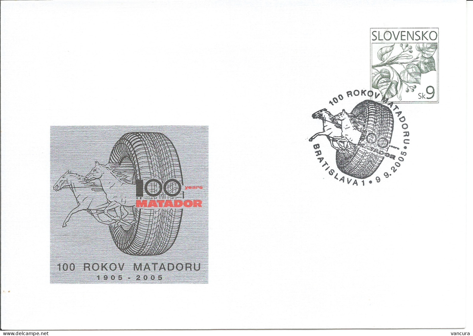 COB 71 Slovakia  100 Years Of Matador 2005 PR Pneu Factory - Enveloppes