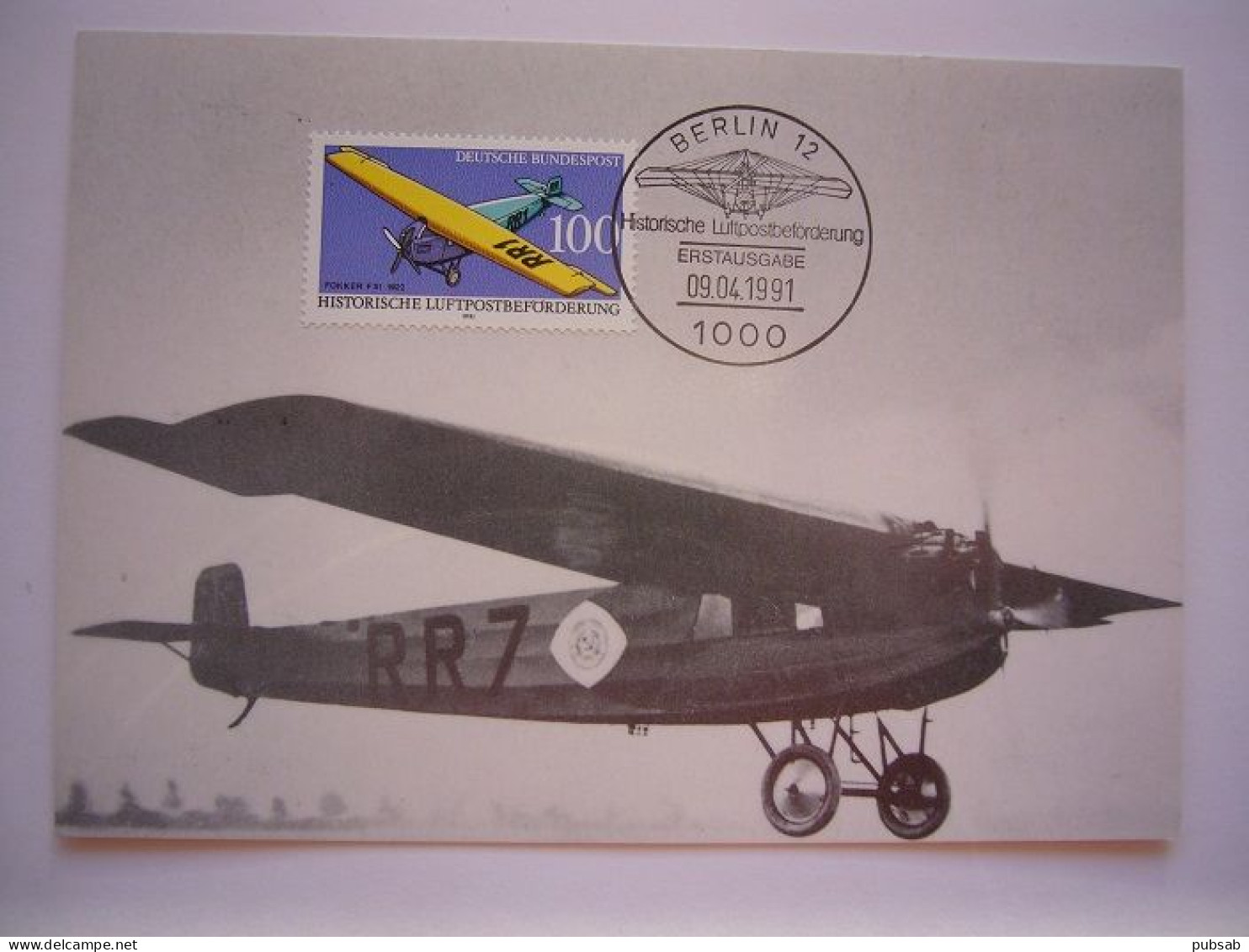 Avion / Airplane / DEUTSCHE BUNDESPOST / Fokker F III / Carte Maximum Berlin - 1919-1938: Entre Guerres