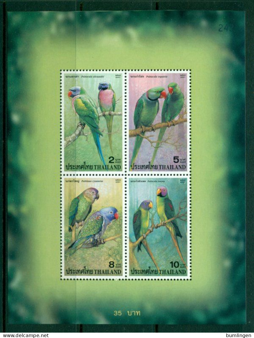 THAILAND 2001 Mi BL 141** Parrots [B775] - Perroquets & Tropicaux